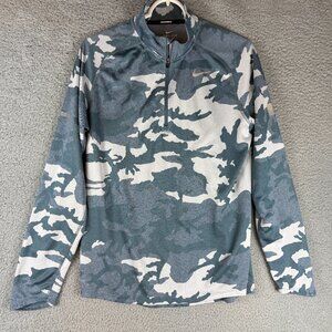 Nike Dri Fit Camo Quarter Zip Long Sleeve Running Pullover Mens Medium